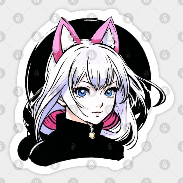 Katja - Jap Anime Cat Girl (Neko) Sticker by INLE Designs